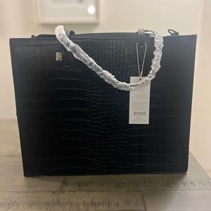 Beis Large Work Tote in Black Croc